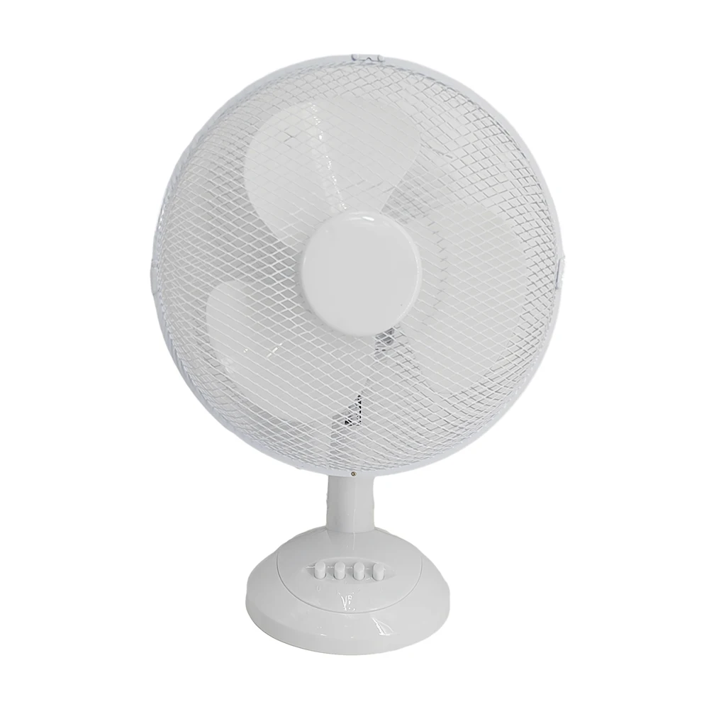 Basic Universal 3-Speed 12-Inch Oscillating Plastic Table Fan For Household Use