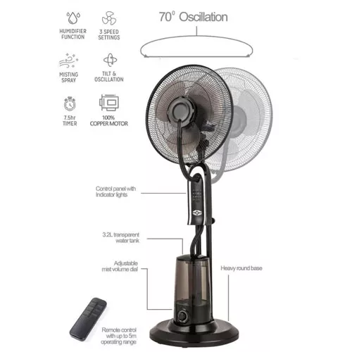 Strong powerful portable mist-evaporated cooler electric summer pedestal celling stand fan